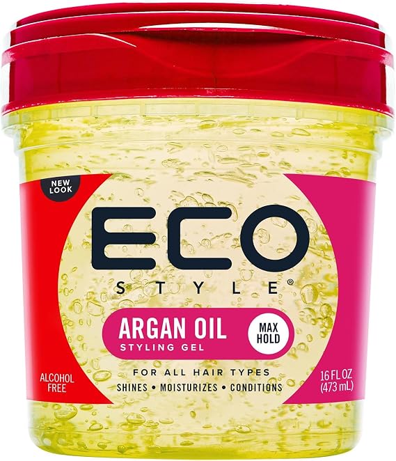 Eco Style Moroccan Argan Oil Hair Gel, Smooths & Softens, 473 ml | Nourishing & Lightweight Formula, Alcohol-Free, Vegan, Superior Hold, Moisturising, For All Hair Types, Non-Sticky,