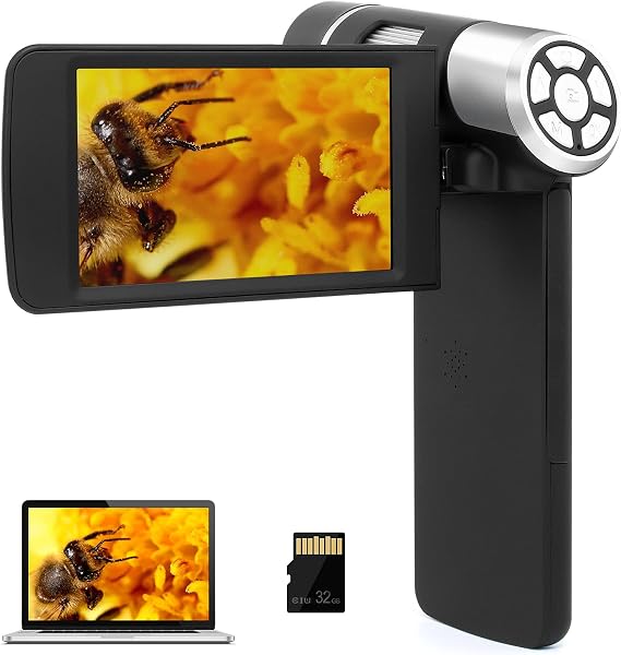 LM203 Digital Microscope Handheld with 4" Screen for Adults