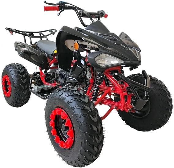 HHH 200cc Sports Quad ATV with LED Headlights Automatic Transmission with Reverse, Big 23"/22" Tires! (Black Color, Factory Package)