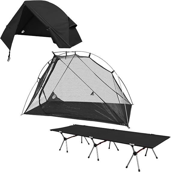 Portable Camping Cot Tent Combo, 1 Person Waterproof Off-Ground Tent