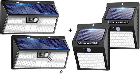 2Pack 318LED+2Pack 100LED Solar Motion Lights Outdoor