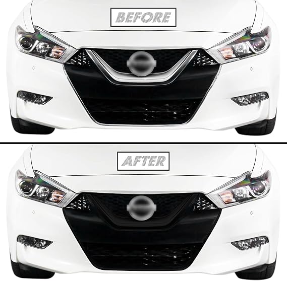 SlickMod Chrome Delete Blackout Vinyl Overlay for 2016-2018 Nissan Maxima Front Grill Trim (1. Full Kit, Matte Black)