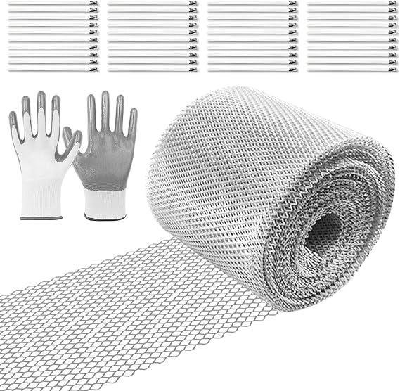 Aluminum Gutter Protection Gutter Covers Gutter Screen DIY Aluminum Leaf Filter Gutter Protection Rainwater Gutter Guards with 40 Fixed Ties and Gloves Can be Used for Yard Tree Branches and Leaves