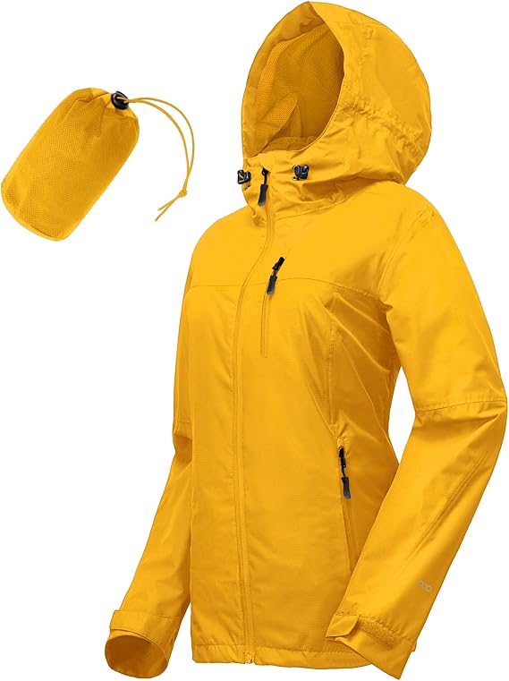 33,000ft Packable Rain Jacket for Women Waterproof Raincoats with Hood