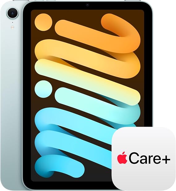 Apple iPad mini (A17 Pro): Apple Intelligence, 8.3-inch Liquid Retina Display, 128GB, Wi-Fi 6E, 12MP Front/12MP Back Camera, Touch ID, All-Day Battery Life with AppleCare+ (2 Years) Blue