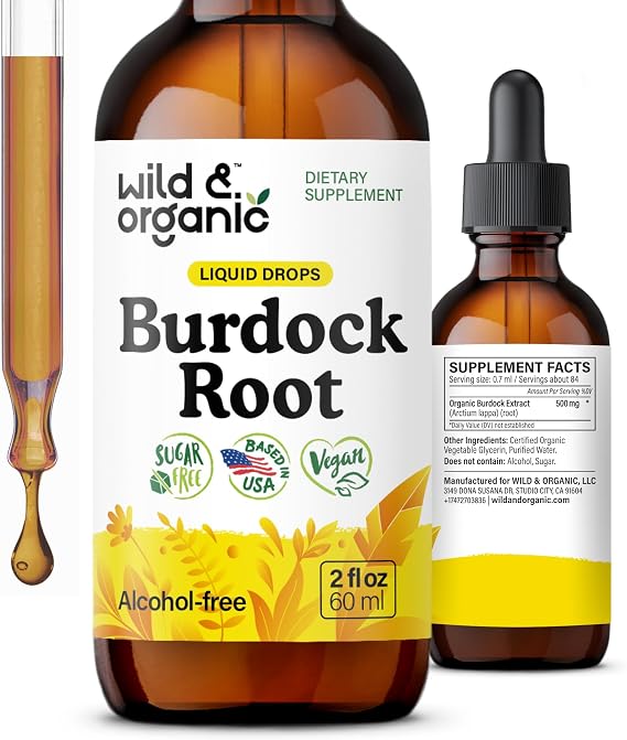 Wild & Organic Burdock Root Extract Drops - Antioxidant Support - 2 oz