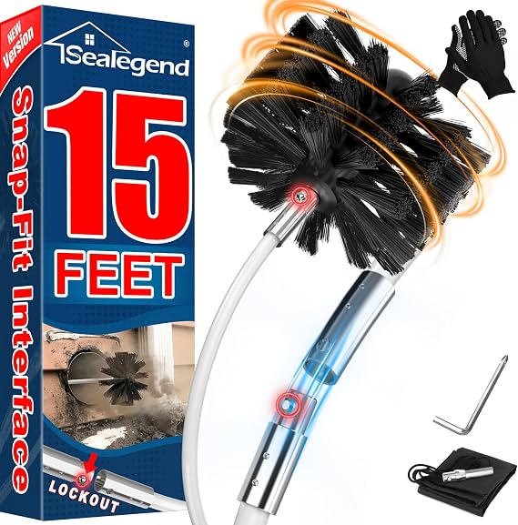 Sealegend Dryer Vent Cleaner Kit - 15Ft Flexible Lint Remover