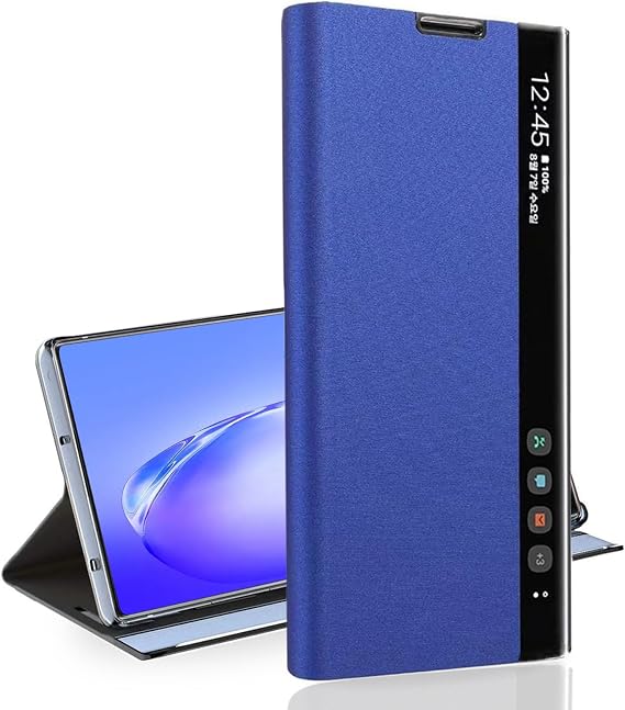 Case for Samsung Galaxy Note 10 Plus, Smart Clear View, Luxury Slim Mirror, Can Answer Phone Calls, Leather Hard PC Flip Shockproof Protective Cover, with Foldable Stand
