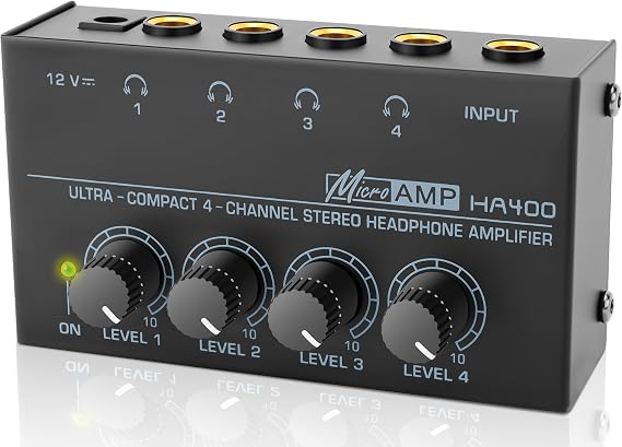 HA400 Headphone Amplifier 4 Channel Metal Stereo Audio Amplifier