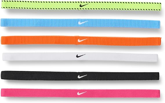 Nike Men's Flex Classic Headbands 6-Pack Headbands Running Fitness Training Sports Hairband Set Non-slip Elastic