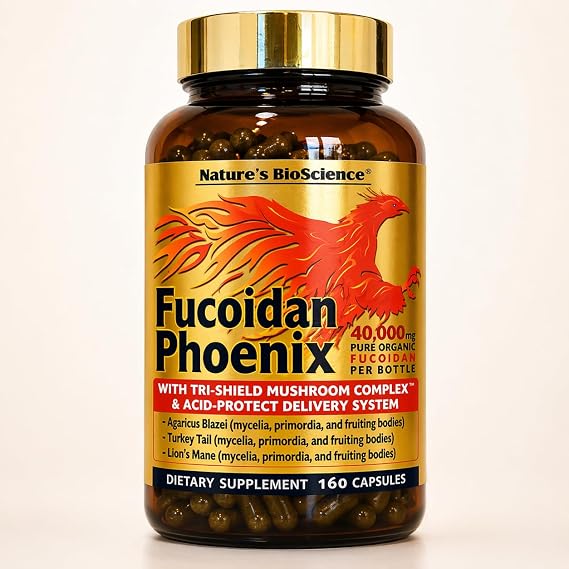 Nature's Bioscience FUCOIDAN Phoenix Advanced: Pure Organic Fucoidan + Pure Mushroom