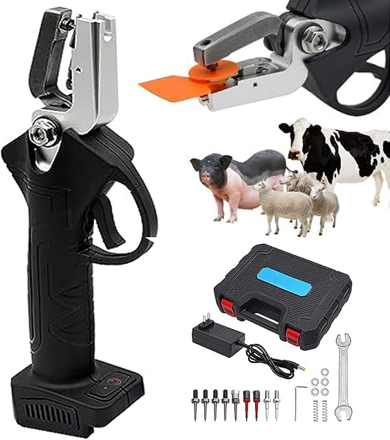 , Goat Ear Tag Pliers,Ear Tag Puncher,Electric Ear Tag Applicator,Practical Easy Operation Electric Ear Tag Plier Rustproof Anti Aging,Universal Farm Animal Ear Tag Installation Tool,Black