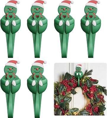 6 PCS Christmas Garland Hangers for Mantle Garland Hooks, Fireplace Stocking and Garland Hanger, Reusable Adhesive Wreath Hooks for Christmas Door Frame Staircase Decoration Green