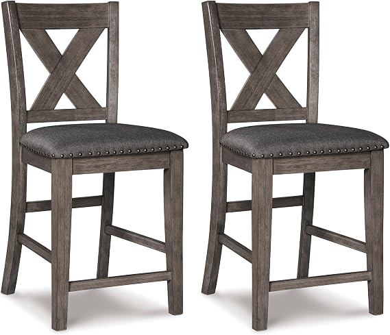 Signature Design by Ashley Caitbrook X-Back Bar Stools Set of 2, Gray
