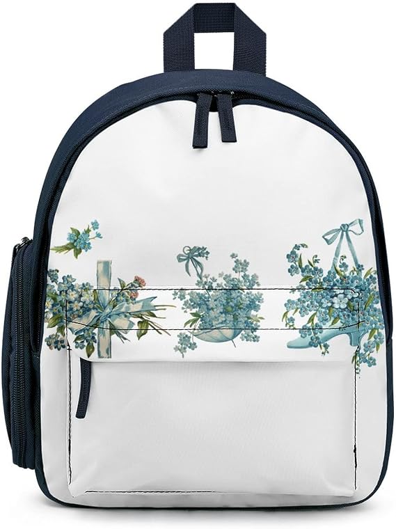 Printed School Backpack Small Kids Backpacks Lightweight School Bags for Girls Boys British Style Flower Basket