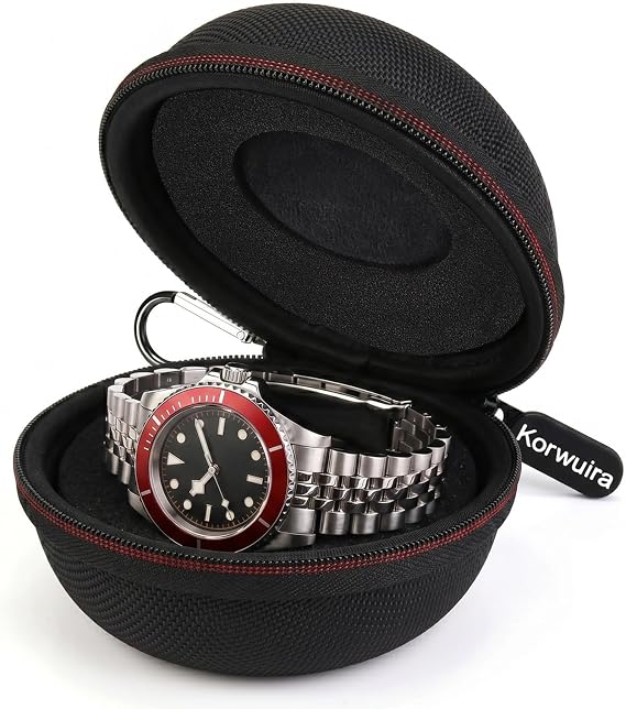 Travel Watch Case for Men Women, Fits 35-52mm Watches, Black