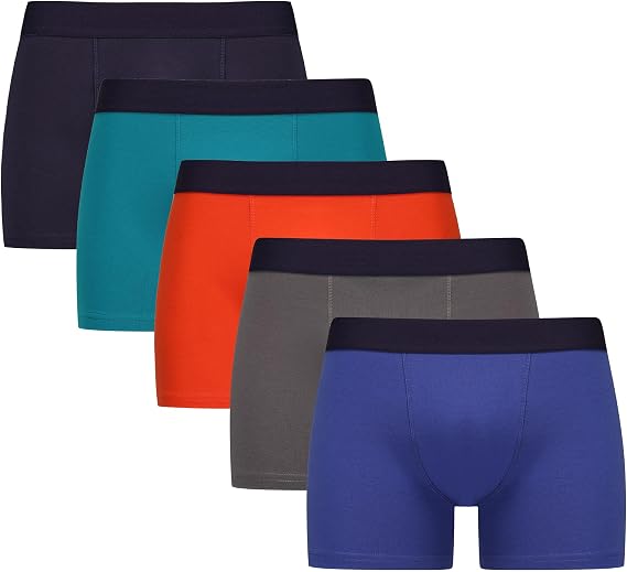 Men’s Boxer Shorts 5 Pack Cotton Blend Men’s Boxers Underwear with 4-Way Stretch, Breathable Soft Fabric, Ergonomic Fit, Double Front Panel & Elastic Waistband for Everyday Comfort