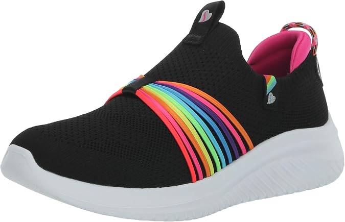Skechers Kids Girls Ultra Flex 3.0 Sneaker, Black/Multi, 11.5 Little Kid