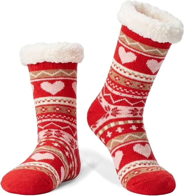 LIGHT DOT Women's Fuzzy Slipper Socks with Grippers Super Soft Warm Fleece Lined Cozy Home Socks Winter Gifts