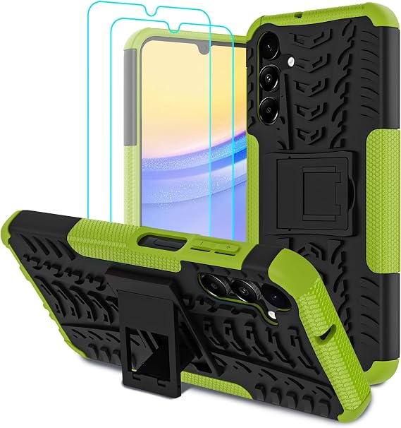 for Samsung Galaxy A15 5G Case with 2 Pack Screen Protector, Green