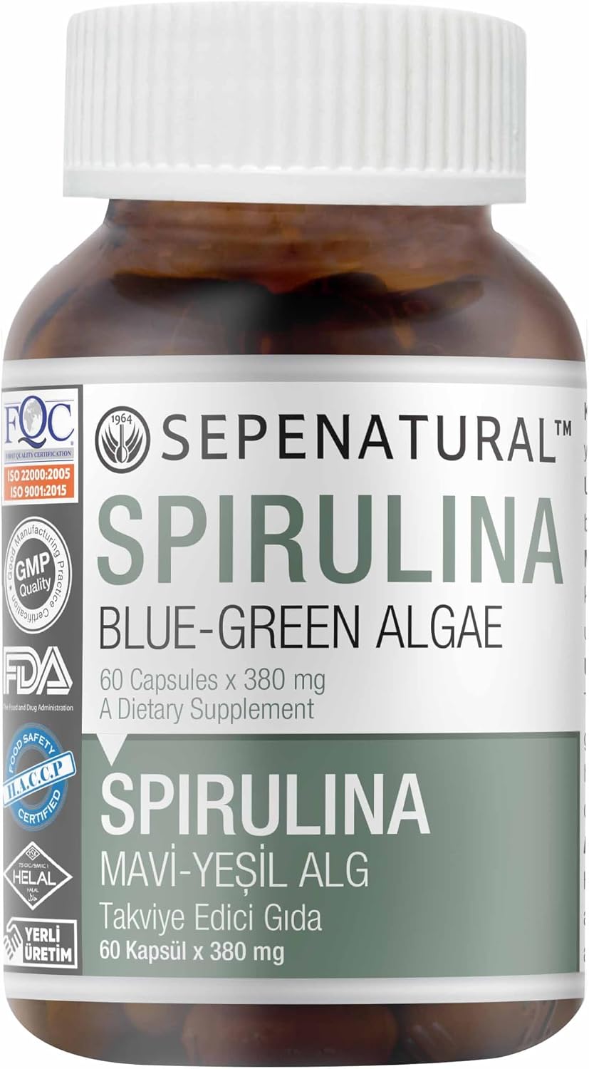 Spirulina 60 Kapsül x 380 mg Yosun, Mavi Yeşil Alg SEPE