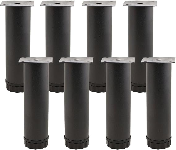 Badem10 8PCS Furniture Sofa Base Sofa Metal Support Leg Adjustable 15cm Black Metal Riser Foot