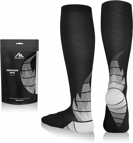 NEWZILL Medical Compression Socks for Women & Men Circulation 20-30 mmHg, Best Support for Running Athletic Cycling Nursing Travel Work and Fitness (XXL Gray Flame 1 Pair)