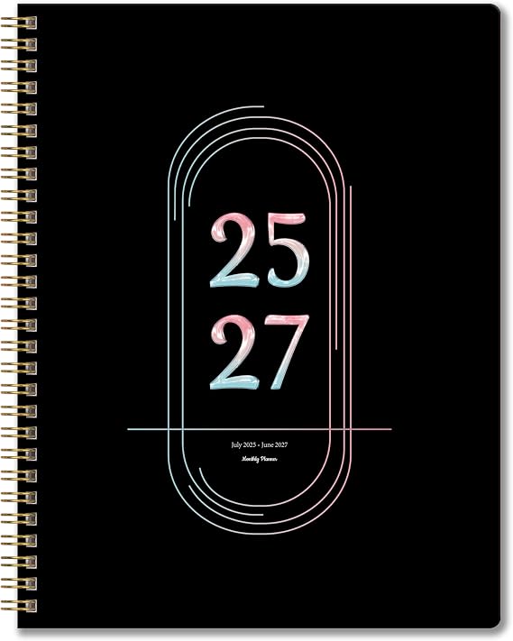 2025-2027 Monthly Planner, July 2025-June 2027, A4 (8.5" x 11"), 2 Year Monthly Planner, 24 month Calendar, Simple Calendar Planner Notebook Cardboard Cover, Suitable for Schools & Offices, Black