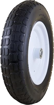 Marathon 14.5 Universal Replacement Wheelbarrow Wheel with Adapter Kit, Black