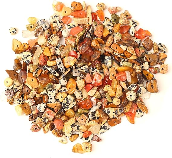 DAHI 480pcs Natural Chip Stone Beads Gemstone Bead Chips for Threading Assorted Crystals Chips Stone Beads for Bracelets Jewelry Natural Irregular Drilled DIY Gemstones (Multicolor-A)