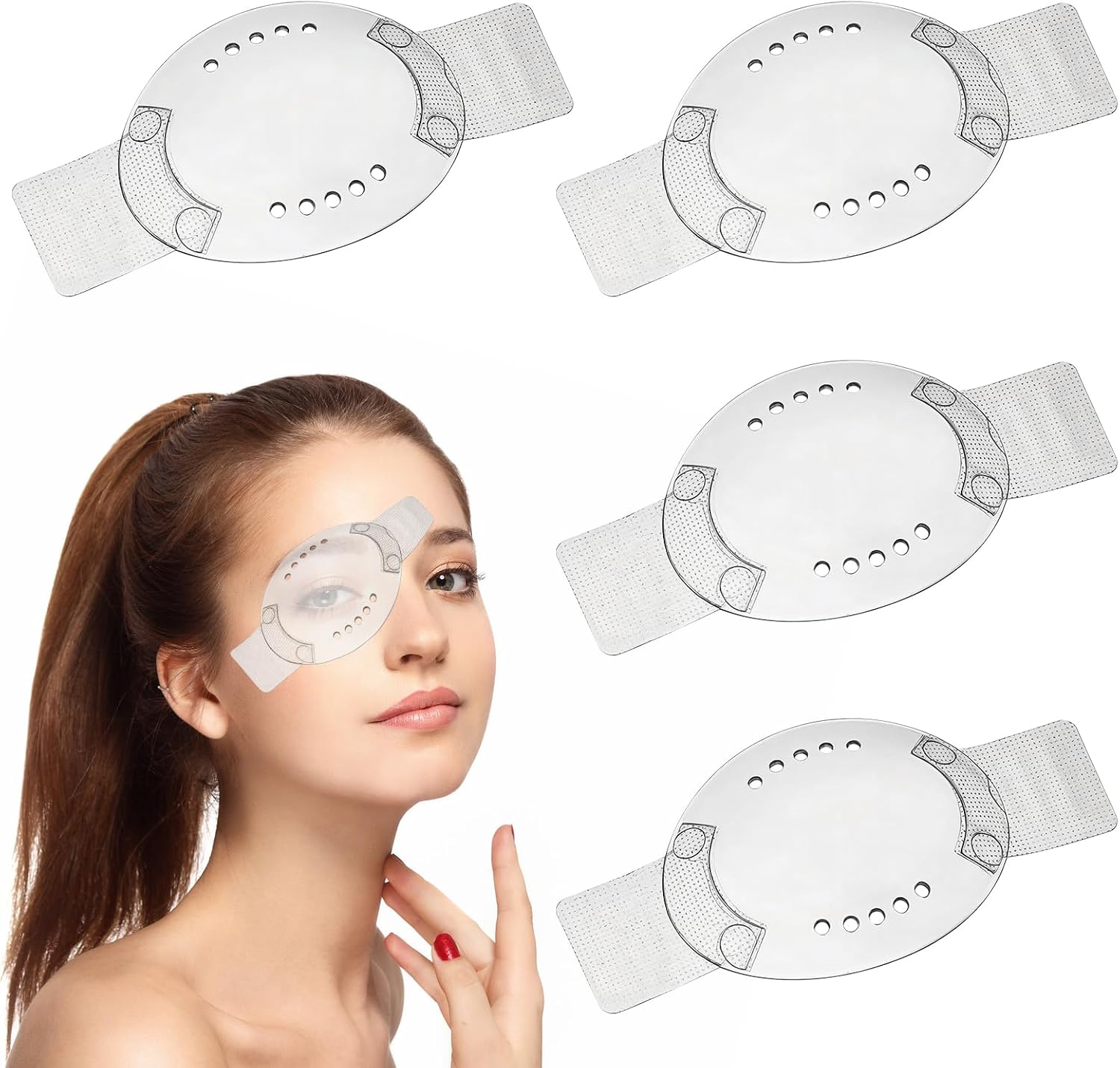 Eye Shield,4 Pcs Eye Shield After Cataract Surgery, Plastic Clear Eye Patches, Plastic Eye Shield with Small Hole, Eye Shields After Lasik with Tape Breathable Eye Shields for Eye Protection4