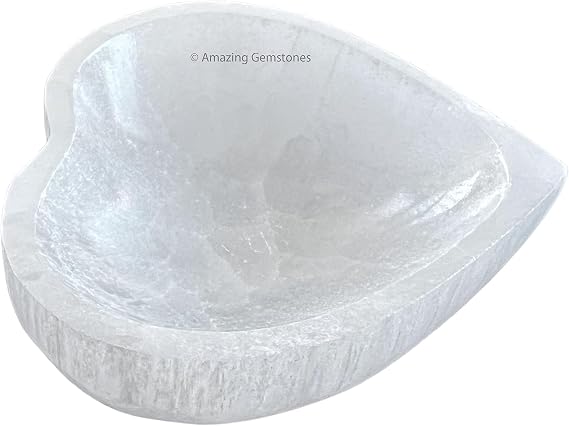 Amazing Gemstone Heart Selenite Bowl - 4" Charging Plate for Crystals & Gemstones