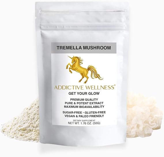 Addictive Wellness Tremella Mushroom Extract Powder, Wood Grown, 50g