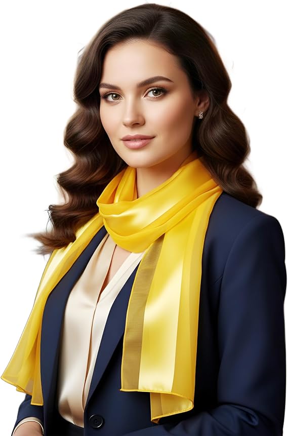 SERENITA Scarfs for women | lightweight soft silky scarves | 60" long satin chiffon stripe solid color neckerchief