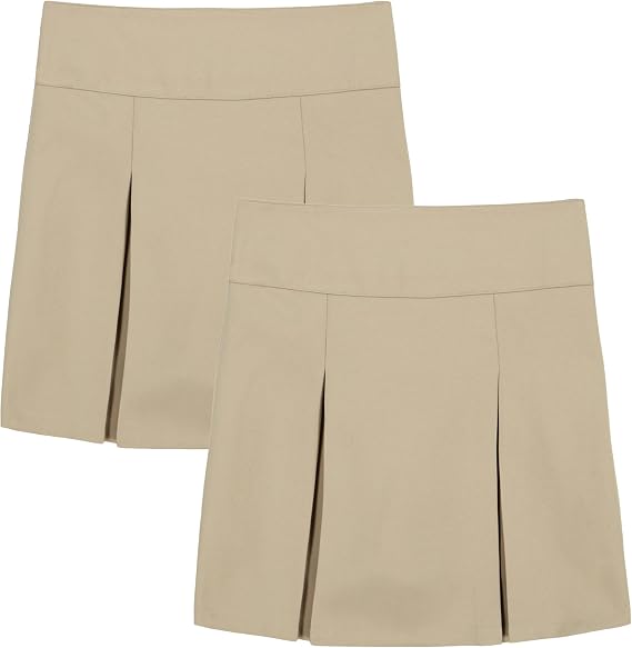 Dockers Girls' School Uniform Pull-on Pleated Scooter Skort, 2-Pack