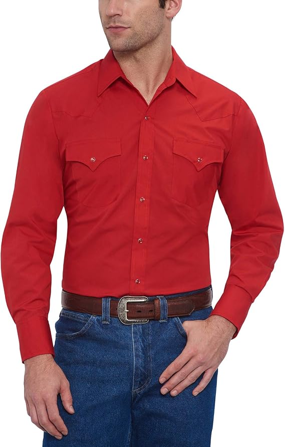 ELY Cattleman Mens Long Sleeve Solid Western Shirt - TallButton Down Shirt