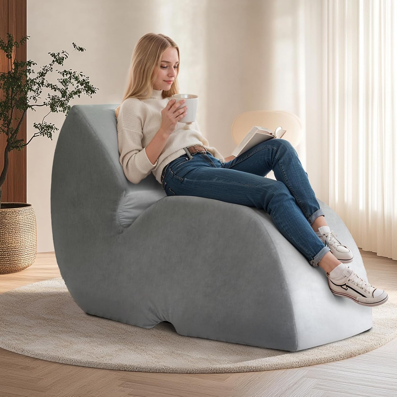 LELEFIDO Chaise Longue Indoor S-Shape Yoga Chair Sofa for Stretching and Relaxing Ergonomic Lounger Yoga Couch for Living Room Bedroom