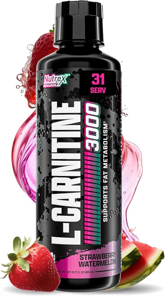 Nutrex Research L Carnitine 3000 - Clinically Dosed L-Carnitine Liquid for Energy, Metabolism & Muscle Recovery - Delicious Strawberry Watermelon - No Sugar, No Carbs, No Stimulants - 31 Servings