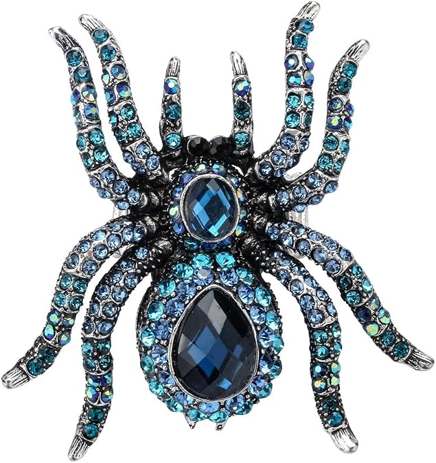 Szxc Women's Spider Stretch Rings,Halloween Costume Accessories (Blue)