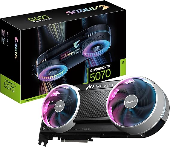 GIGABYTE AORUS GeForce RTX 5070 Infinity 12G Graphics Card, 12GB 192-bit GDDR7, PCIe 5.0, WINDFORCE HYPERBURST Cooling System, GV-N5070AORUS IF-12GD Video Card