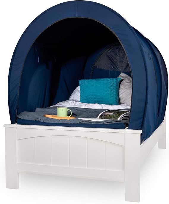 Snuggy Pod Bed Canopy - Navy (Double Size), Lightweight & Breathable