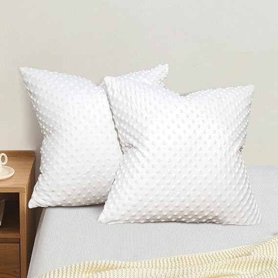 PHF Minky Dot Throw Pillow Cover 24"x 24", 2 Pack Soft Cozy Minky Bubble Real Velvet Cushion Cover, No Insert, Home Decorative Pillow Shams Shell for Couch Sofa Bed, White