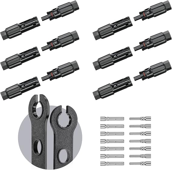 BougeRV 12 PCS Solar Connector Solar Panel Cable Connectors Solar Panel Connectors Kit Solar Connector with Spanners IP68 Waterproof 6 Pairs Male/Female (8AWG)