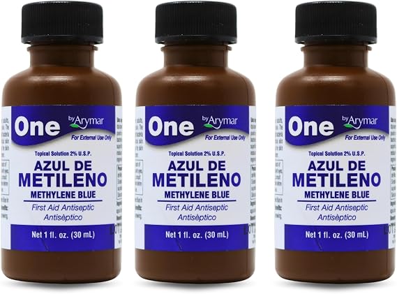 Arymar Methylene Blue Antiseptic Solution 1 oz, Topical Antiseptic for Minor Cuts and Scrapes Pack of 3