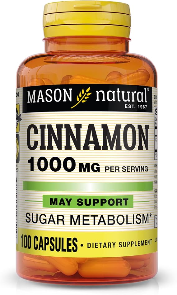 MASON NATURAL Cinnamon 1000 mg Natural Dietary Supplement Capsules, 100 Ea
