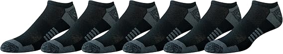 Amazon Essentials Men's Performance Cotton Cushioned Athletic No-Show Breathable Gym Socks with Support, 6 Pairs