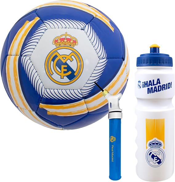 Hy-Pro Real Madrid Football Set - Size 5 Ball, Pump & 750ml Bottle