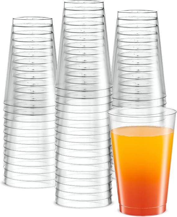 PLASTICPRO Disposable 12 oz Crystal Clear Plastic Tumblers for Party's & Weddings pack of 50