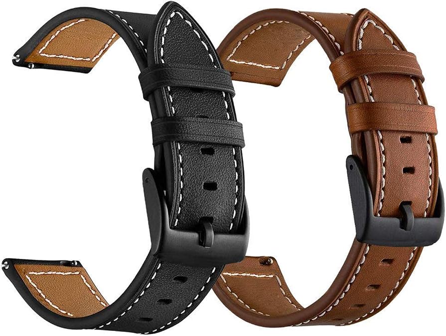 Galaxy Watch 7 Bands Leather, Compatible for Samsung Galaxy Watch FE Band, Galaxy Watch 7/6/5/4/3 Straps 40mm 44mm 43mm 45mm 46mm 47mm, 20mm Bracelets Replacement Active2/Gear Sport Men Women