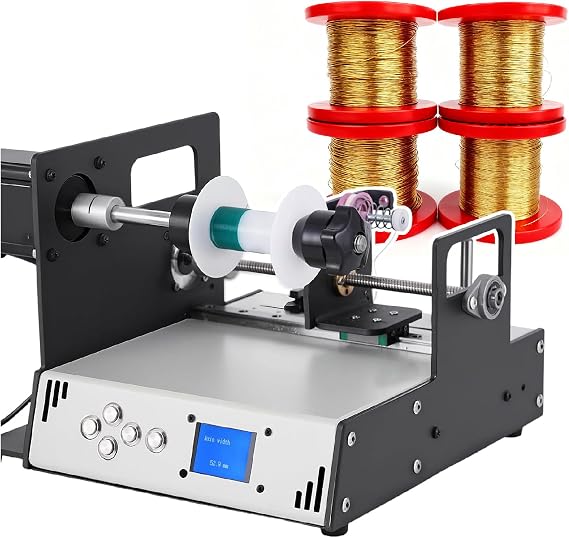 Coil Winding Machine/Automatic Winding Machine/Industrial Winding Machine, 120-900 RPM with 0.01mm Wire Alignment - Intuitive LCD Interface for Copper Wire, Solder Spooling